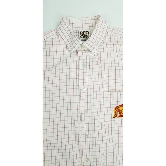 Red Oak Medium Men's USC Button Down Embroidered Tommy Trojan Pocket Logo Shirt - Picture 10 of 11